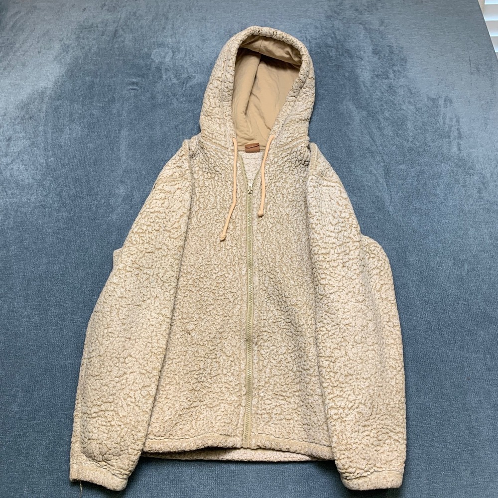 Los Angeles Sherpa Jacket Womens S Beige Fleece Lined Drawstring Warm Full Zip
